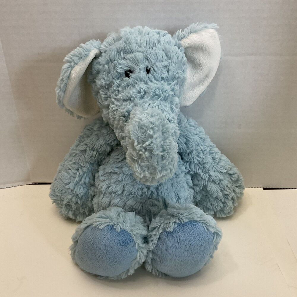 Demdaco Nat & Jules Elephant Plush Blue Stuffed Animal Lovey 11”
